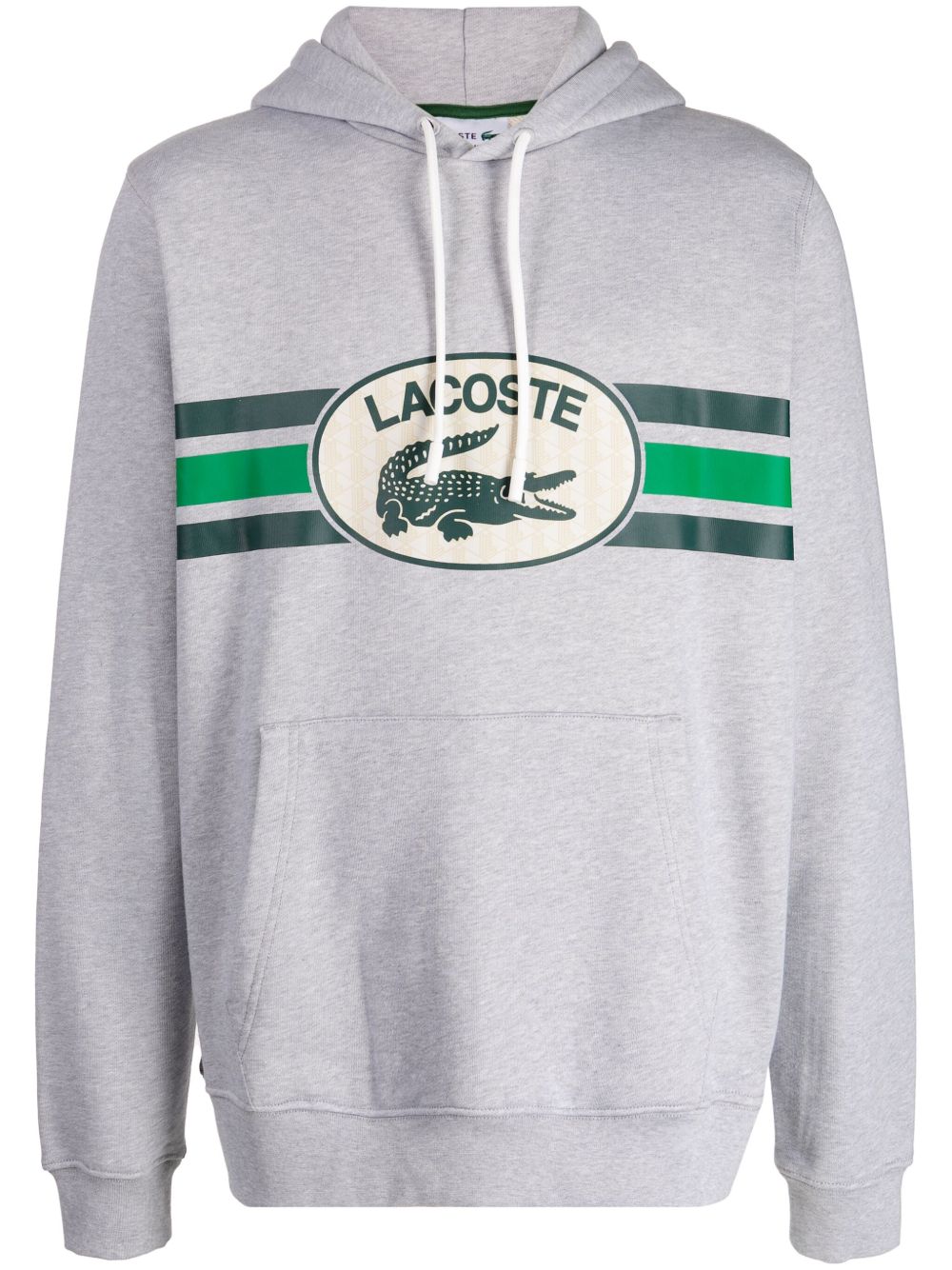 Lacoste logo印花棉连帽衫 - 灰色