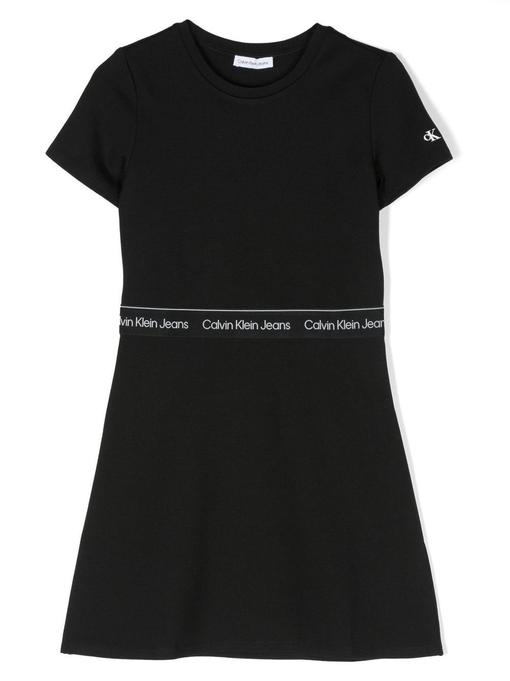Calvin Klein Kids 短袖及膝连衣裙 - 黑色