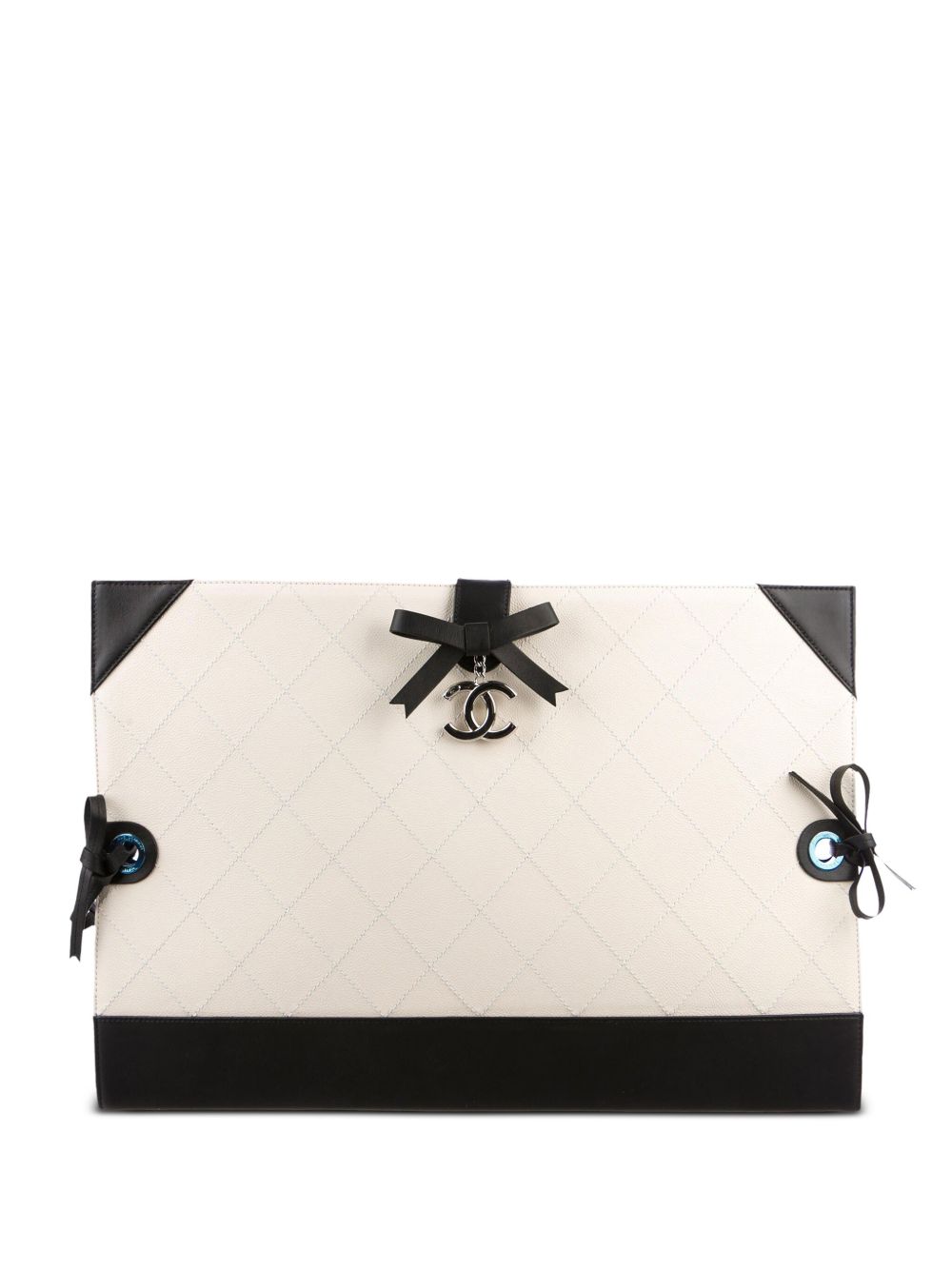 CHANEL Pre-Owned CC 菱形绗缝手拿包（2014年典藏款） - 白色