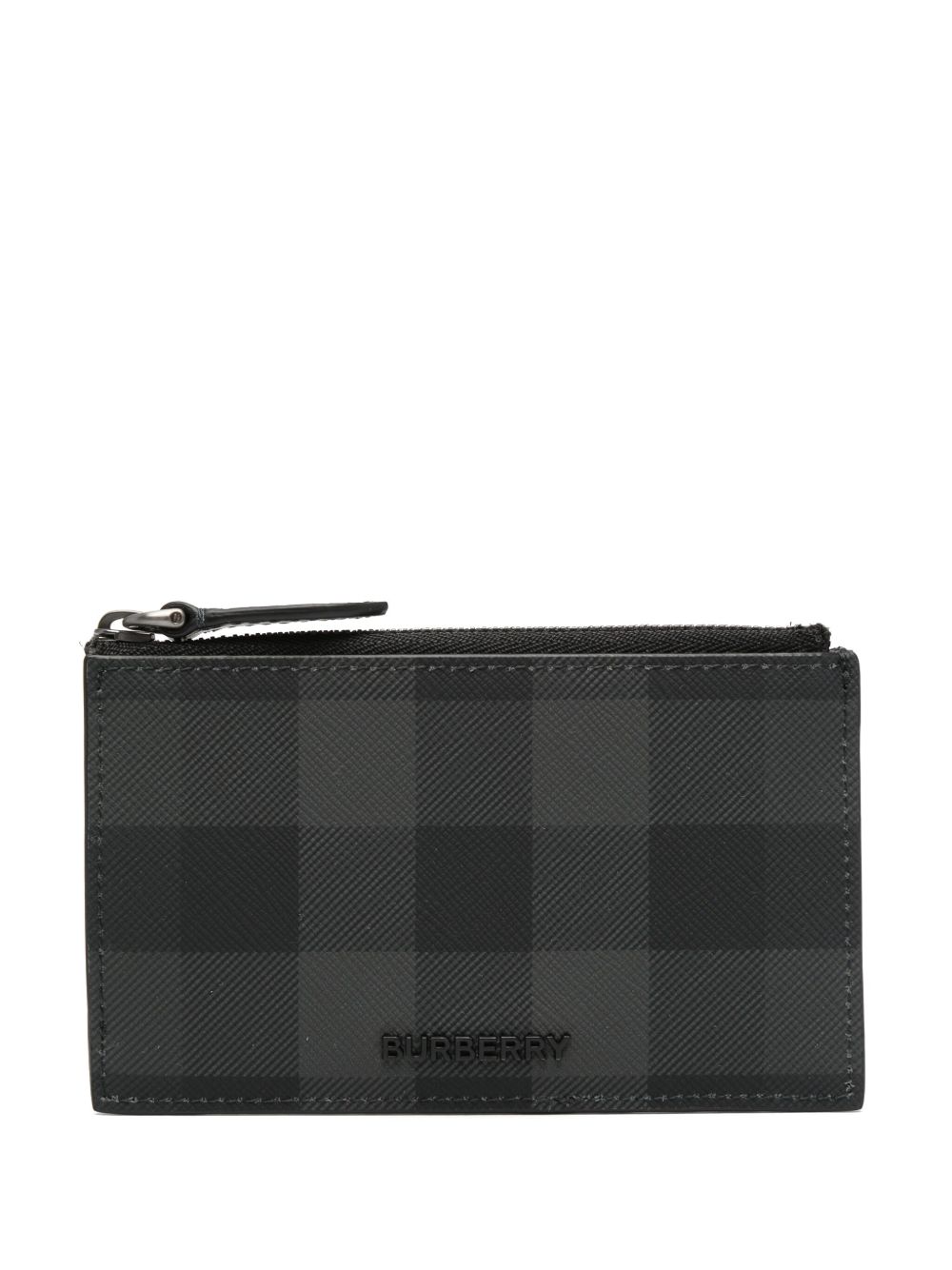 Burberry logo标牌格纹图案钱包 - 黑色