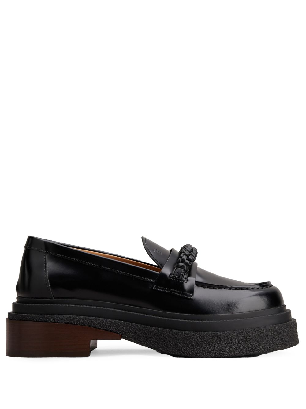 Tod's 杏仁形鞋头皮质乐福鞋 - 黑色