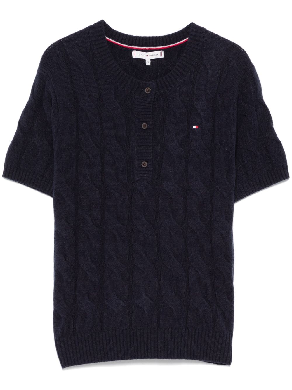 Tommy Hilfiger 粗绞花针织上衣 - 蓝色