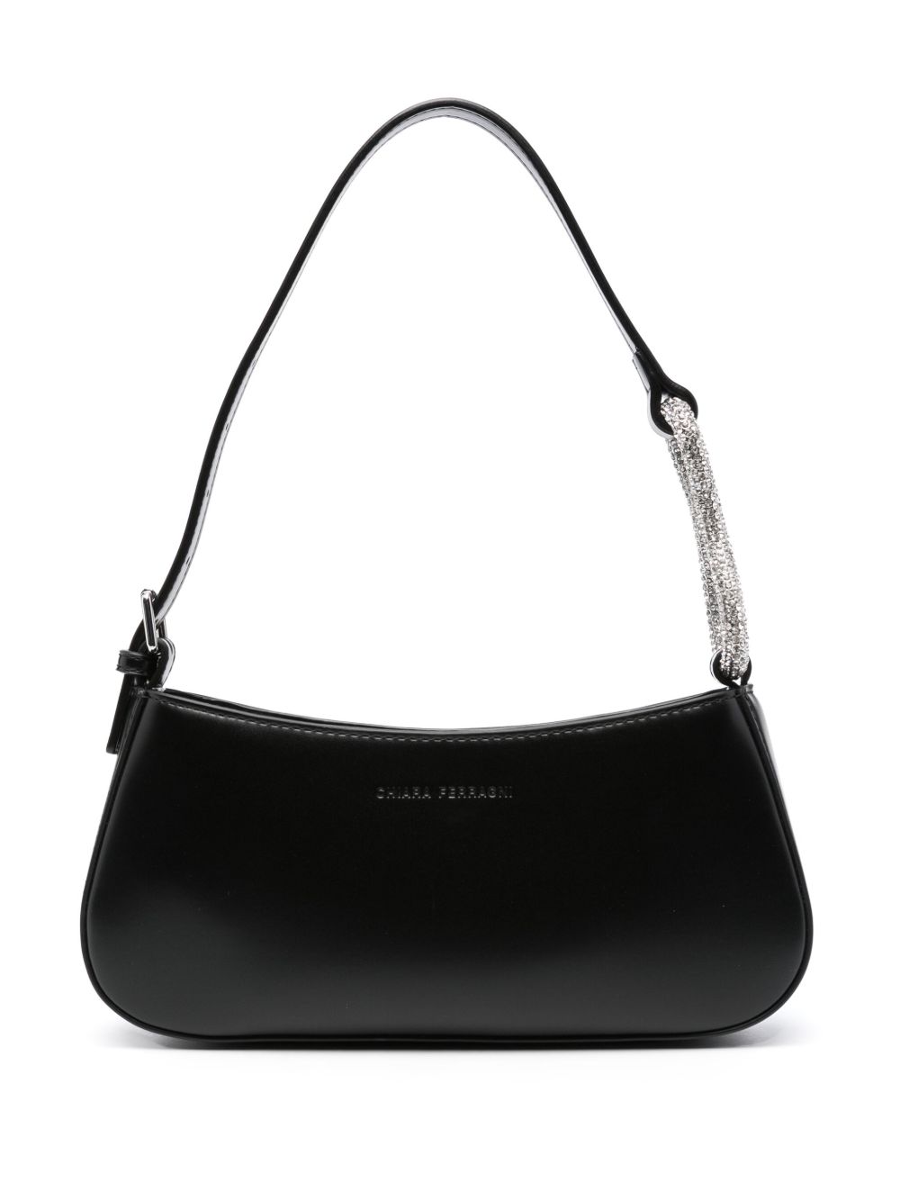 Chiara Ferragni logo凹面压花单肩包 - 黑色