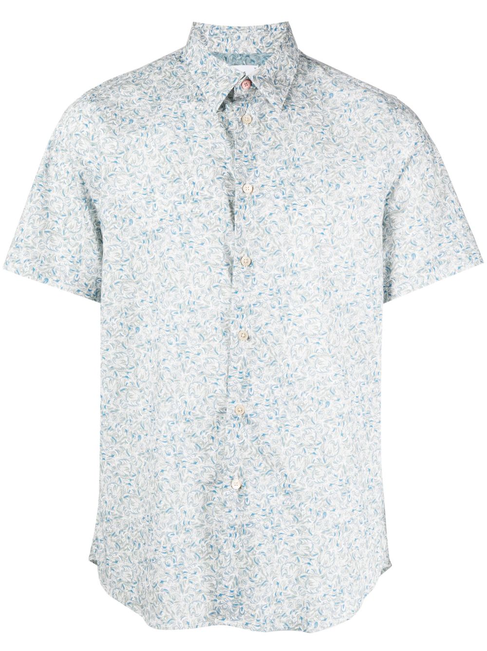 PS Paul Smith 图案印花弹性棉衬衫 - 蓝色