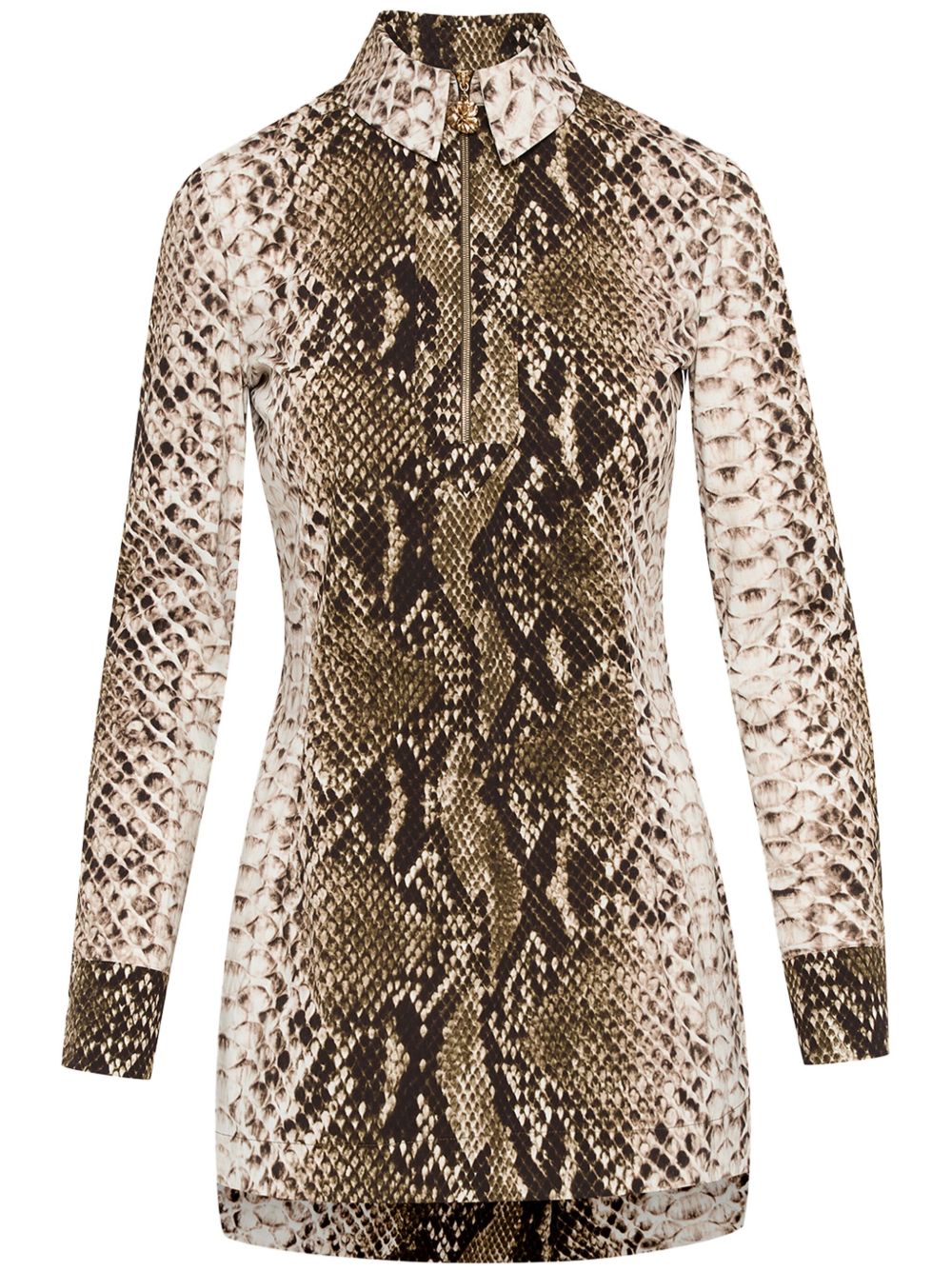 Oscar de la Renta Snake 棉府绸衬衫裙 - 绿色