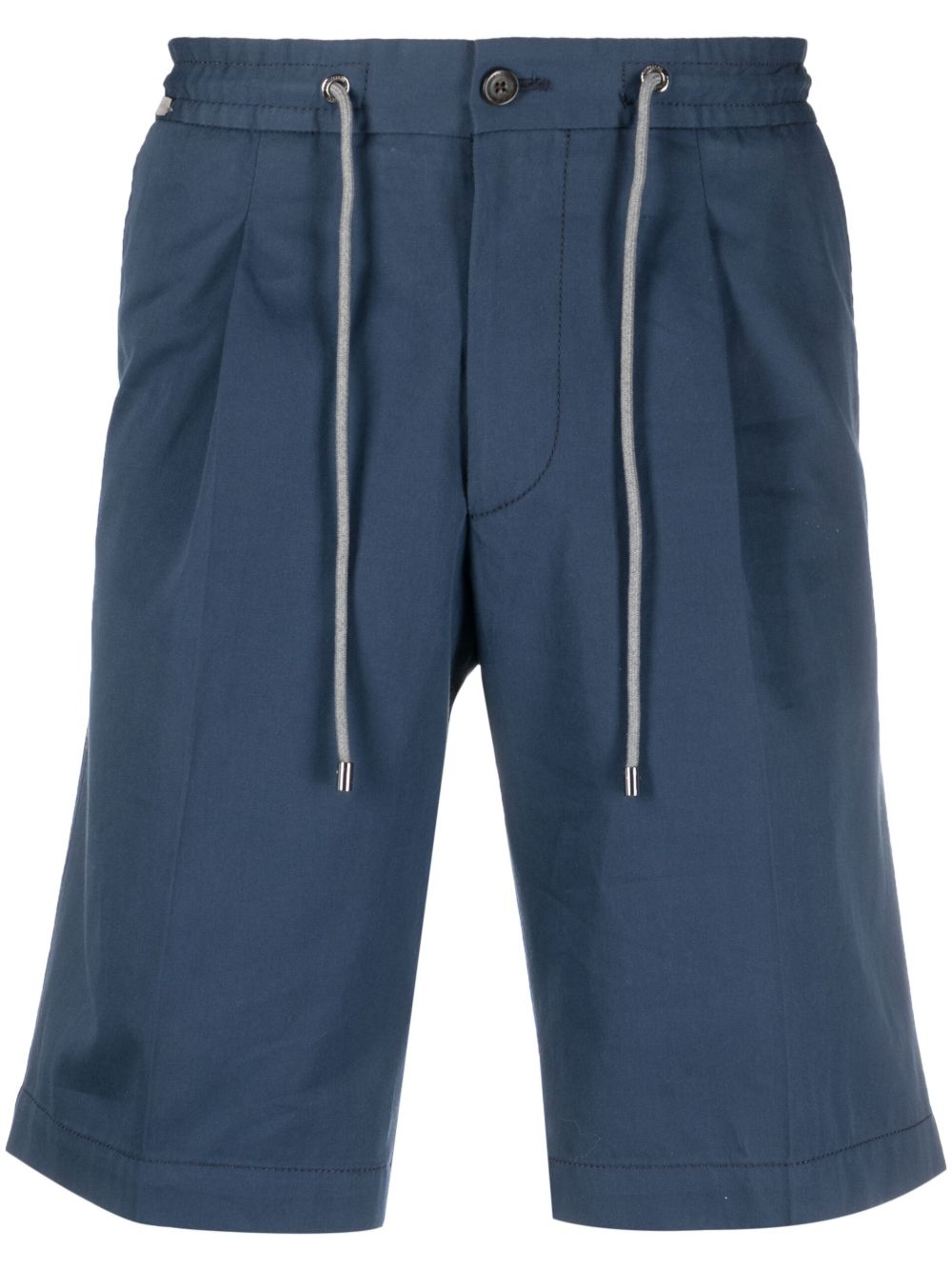 Corneliani 抽绳裤腰卡其短裤 - 蓝色