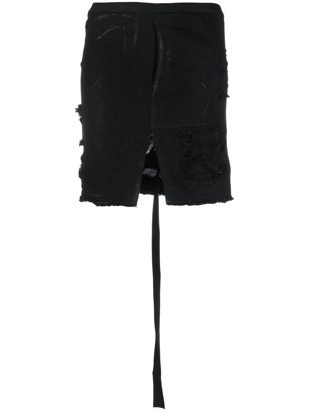 Rick Owens DRKSHDW 仿旧牛仔迷你半身裙 - 黑色
