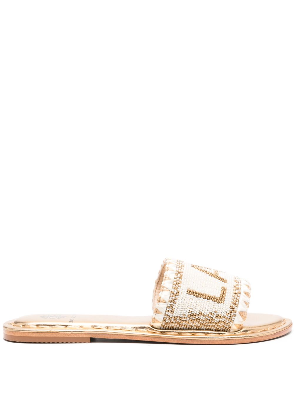 DE SIENA SHOES 珠饰皮质凉鞋 - 金色