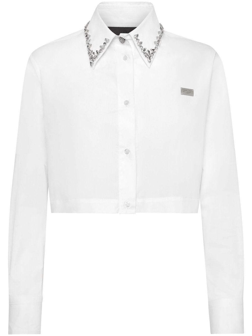 Philipp Plein 晶饰短款衬衫 - 白色