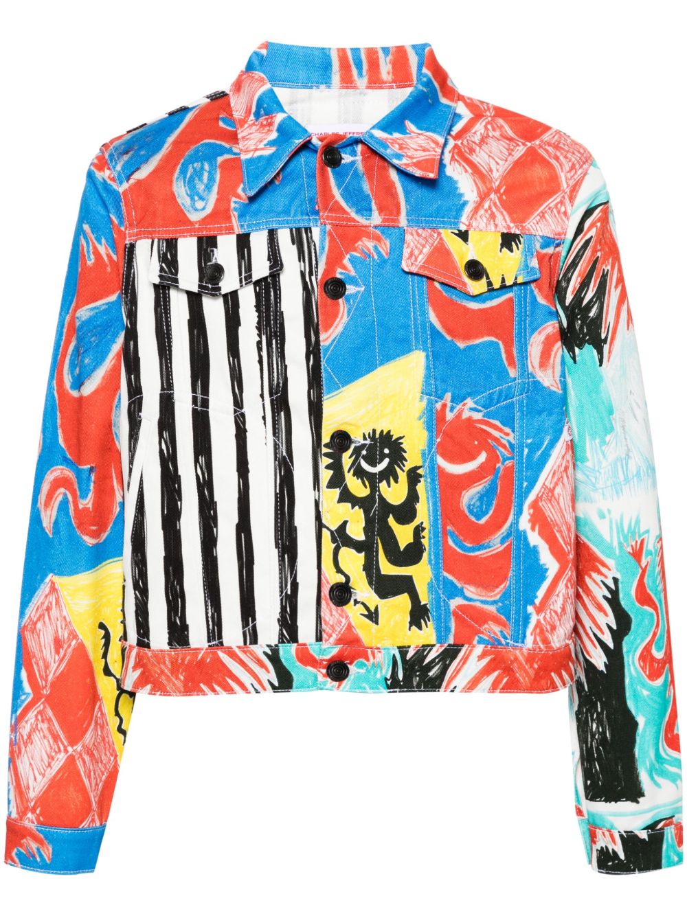 Charles Jeffrey Loverboy 图案印花牛仔夹克 - 红色