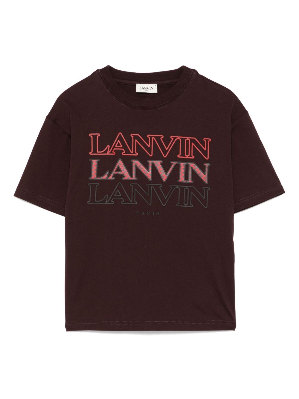 Lanvin Enfant 凸纹logo T恤 - 褐色