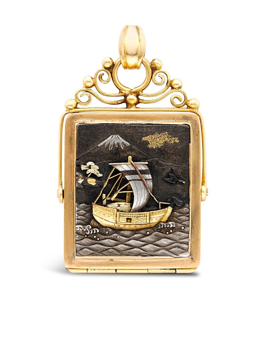 Pragnell Vintage Victorian Japanese Shakudo 吊坠 - 金色