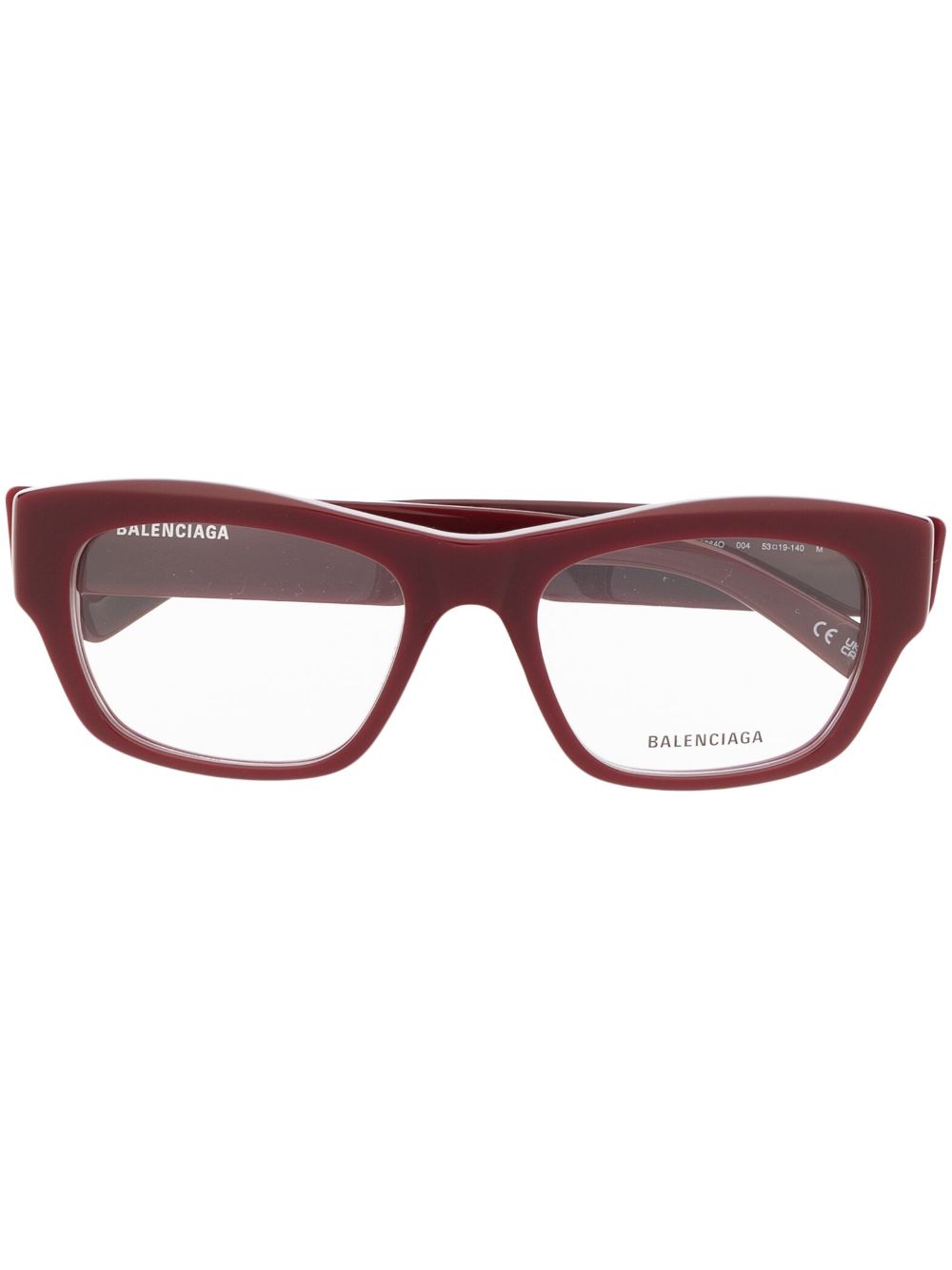 Balenciaga Eyewear logo印花长方形镜框眼镜 - 红色
