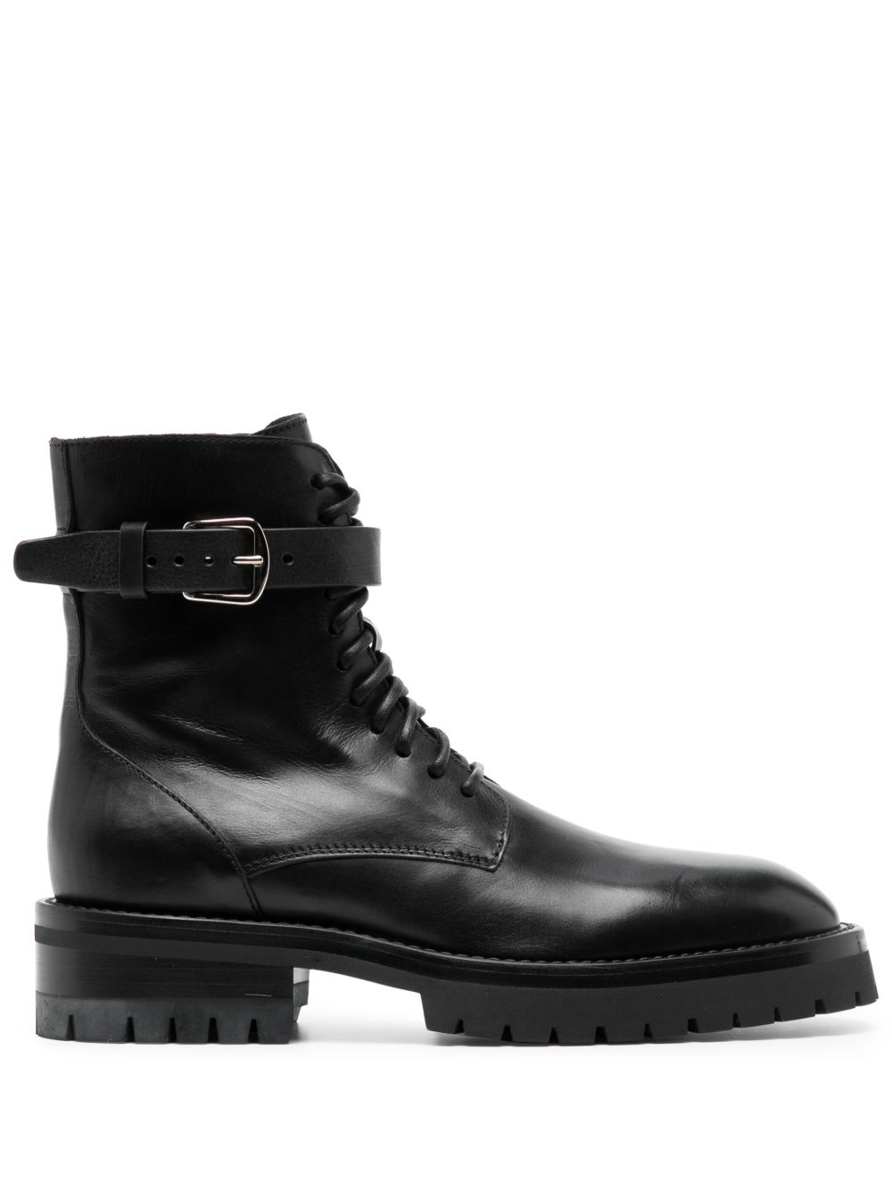 Ann Demeulemeester Cisse 皮质军旅风短靴 - 黑色