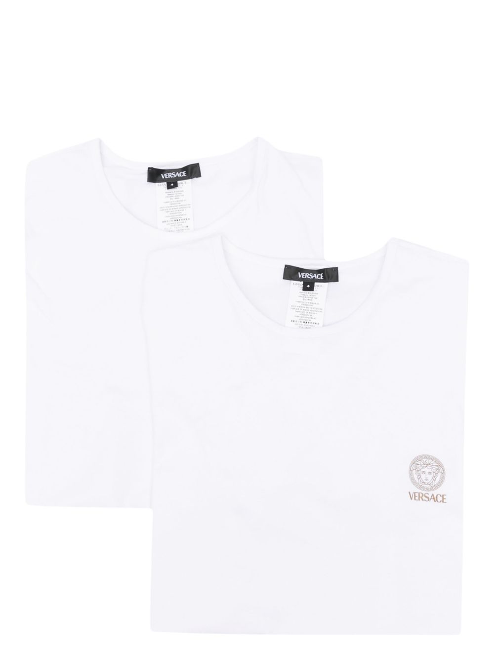 Versace logo印花棉T恤（两件装） - 白色