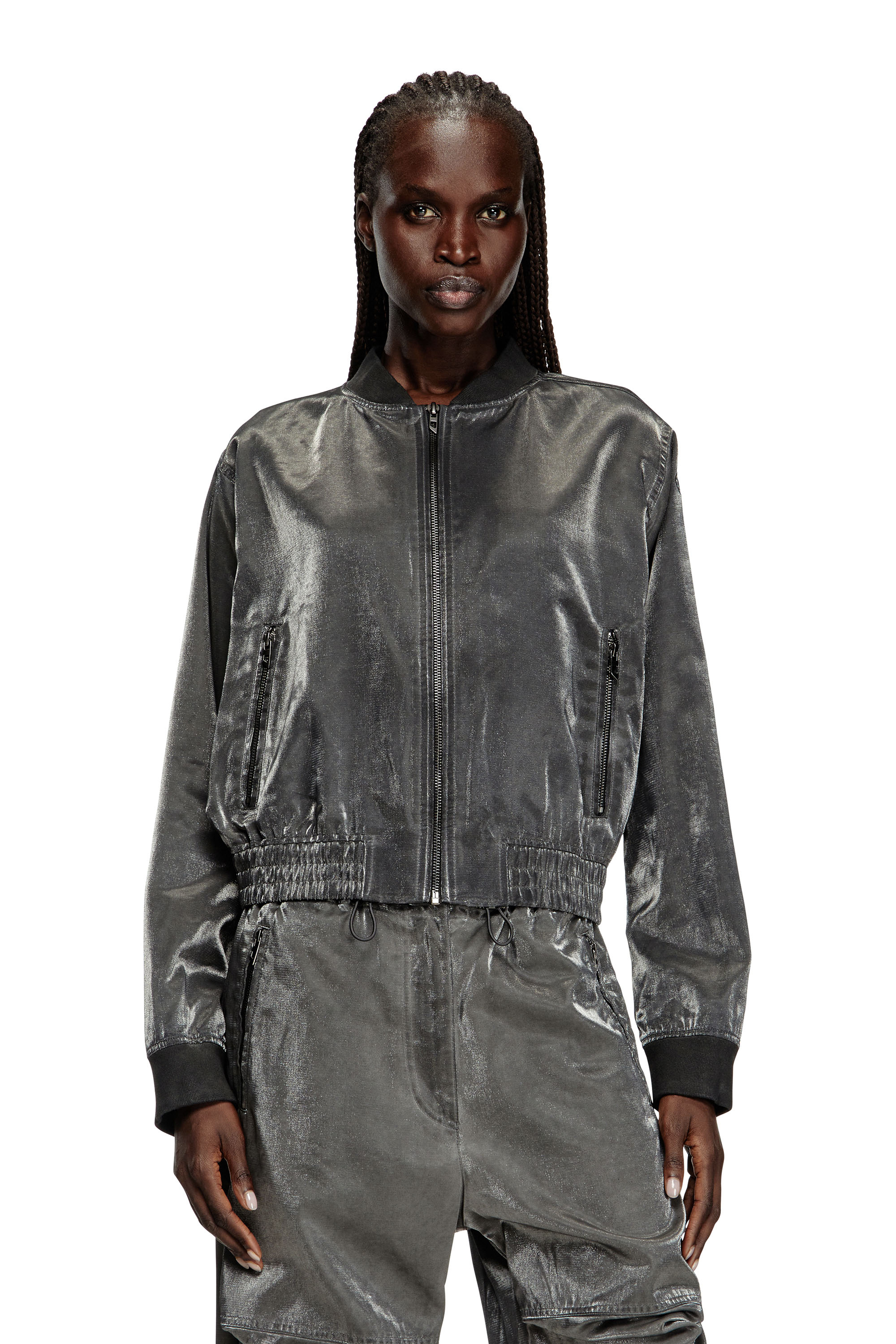 Diesel - Satin bomber jacket - Jackets - Woman - Grey