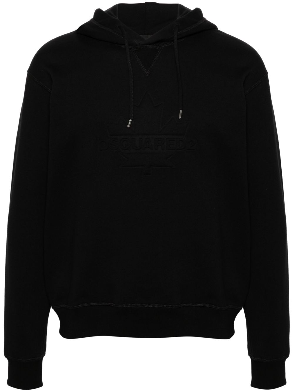 DSQUARED2 logo压纹棉连帽衫 - 黑色