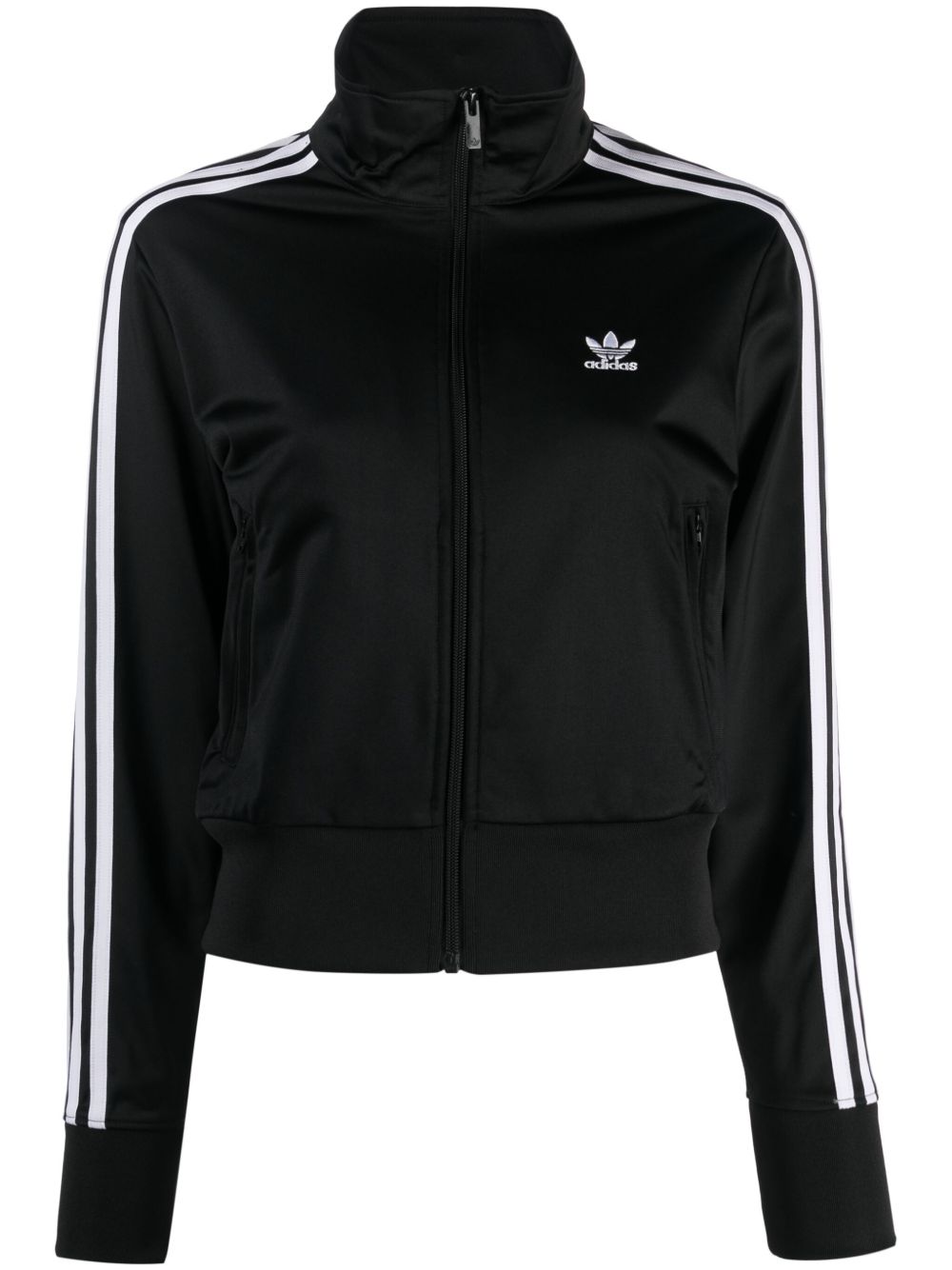 adidas 三叶草logo短款拉链卫衣 - 黑色