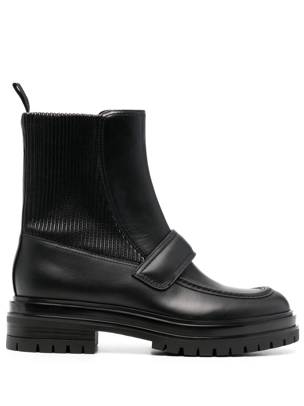 Gianvito Rossi 皮质拼接短靴 - 黑色