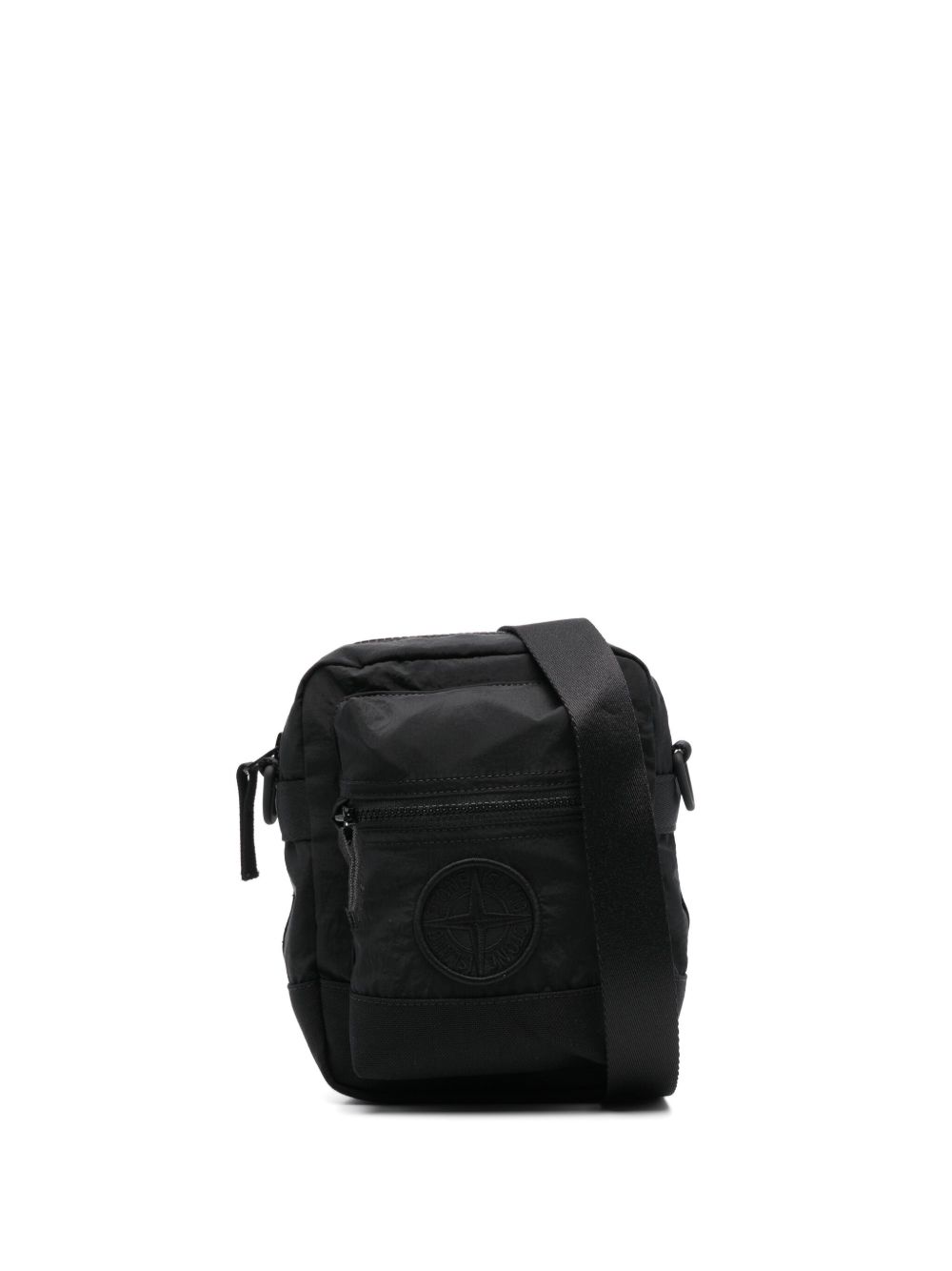 Stone Island logo刺绣邮差包 - 黑色