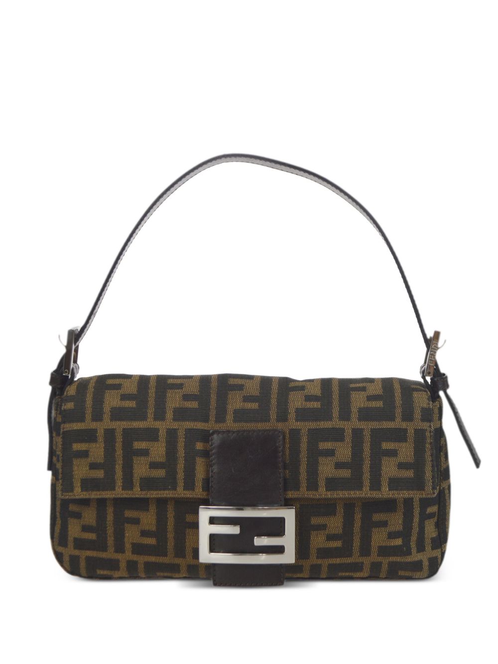 Fendi Pre-Owned Baguette Zucca 提花单肩包（1990-2000年代典藏款） - 褐色