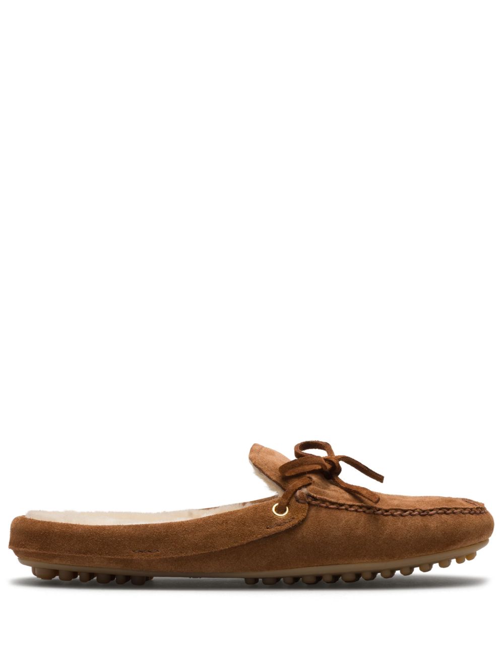 Car Shoe 系带绒面皮拖鞋 - 褐色