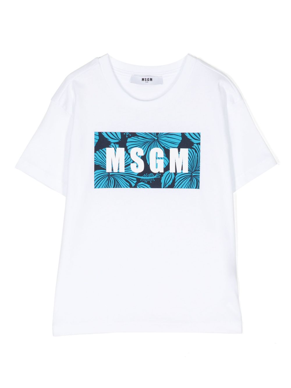 MSGM Kids logo印花棉T恤 - 白色