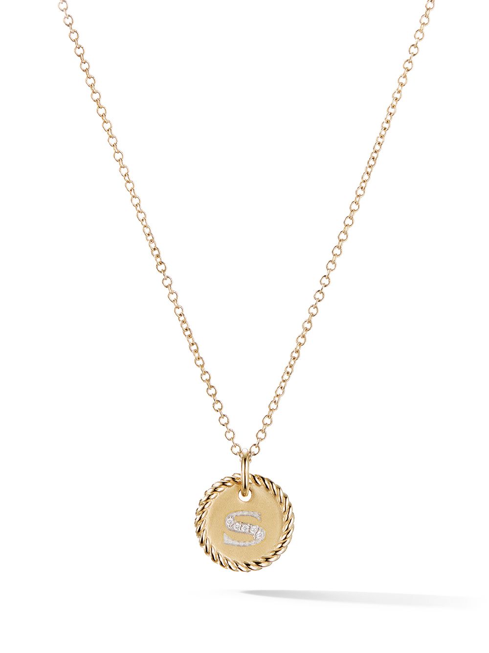 David Yurman 18K黄金 S Initial Charm 钻石项链 - 金色