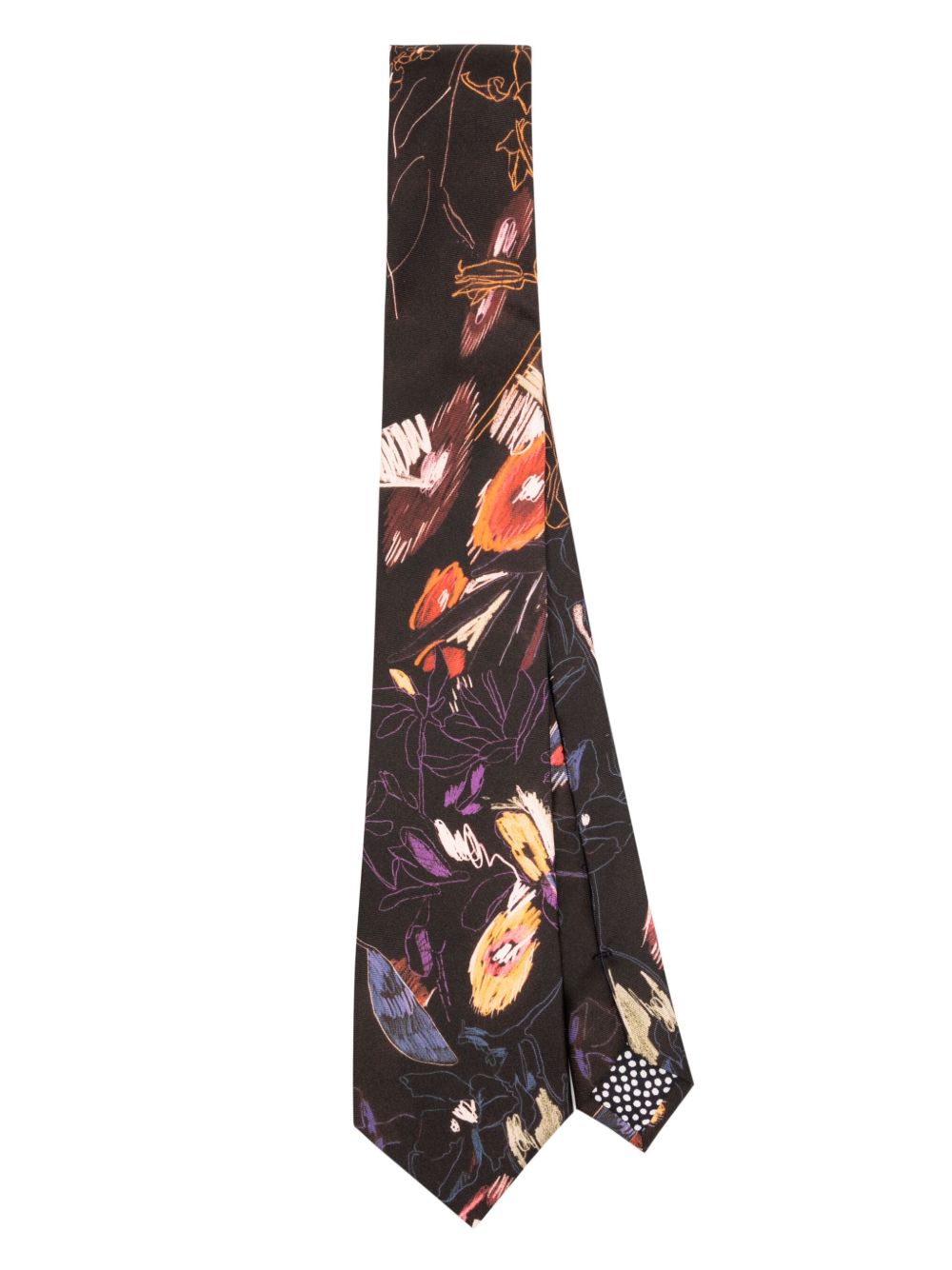 Paul Smith 花卉印花真丝围巾 - 褐色