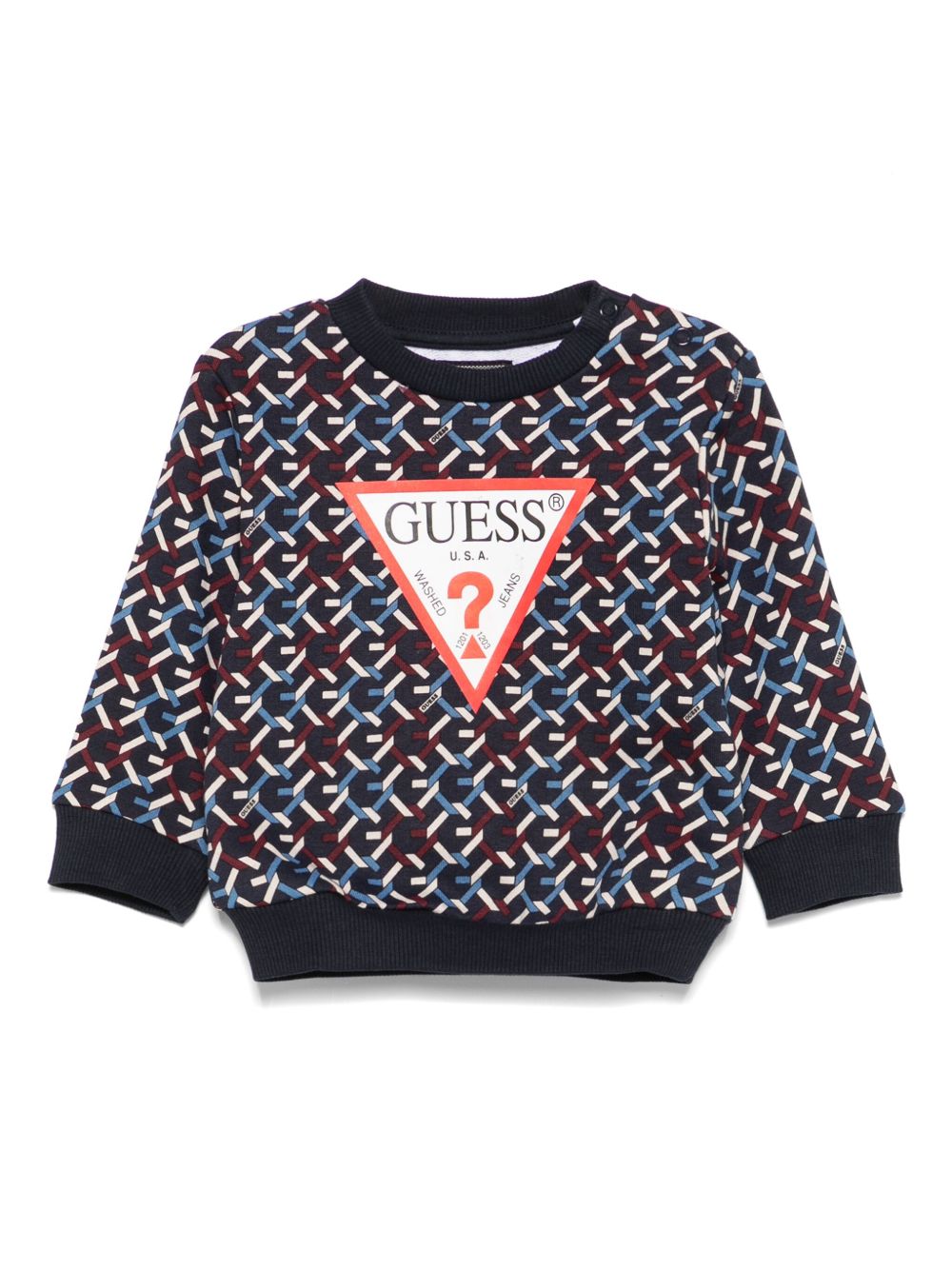 guess kids 经典印花提花毛衣 - 蓝色