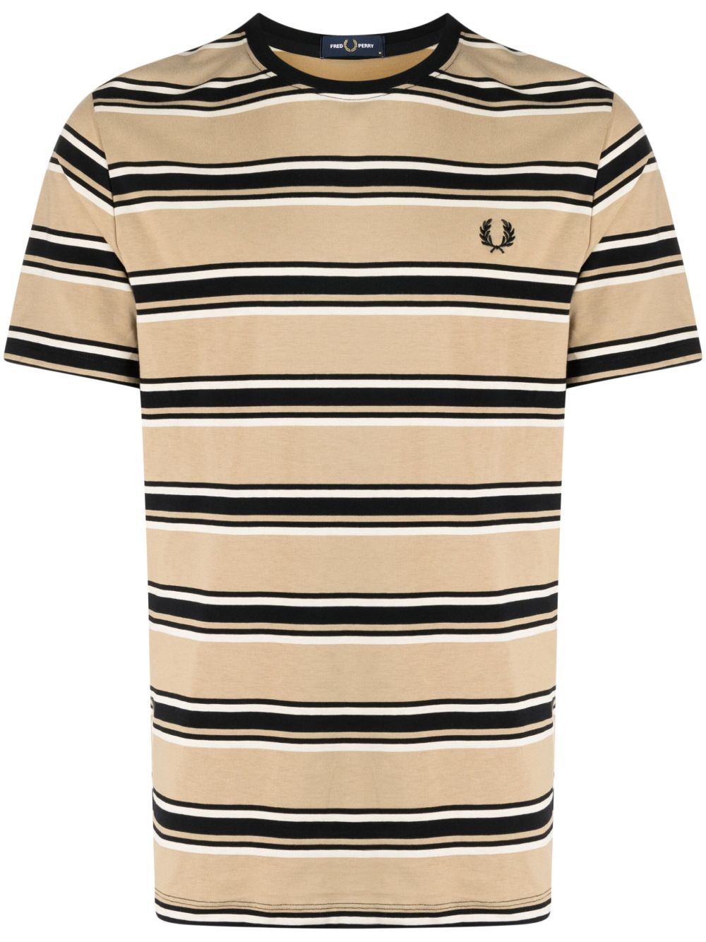 Fred Perry logo刺绣条纹棉T恤 - 彩色