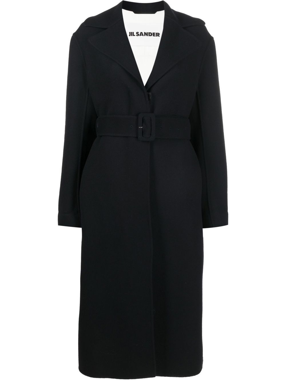 Jil Sander 长袖束腰羊毛外套 - 蓝色
