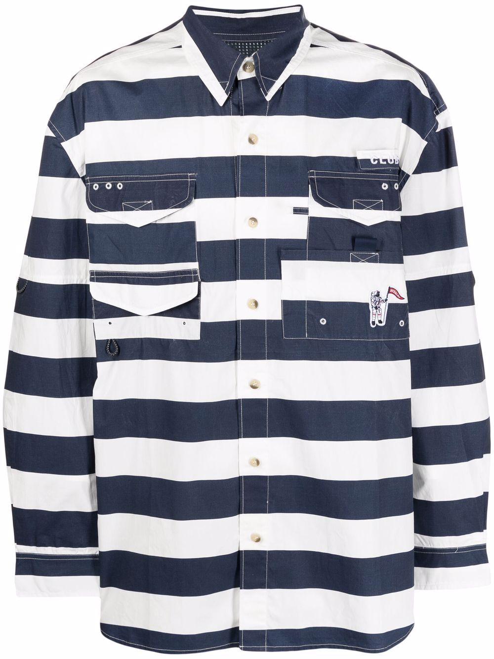 Billionaire Boys Club 条纹排扣衬衫 - 蓝色