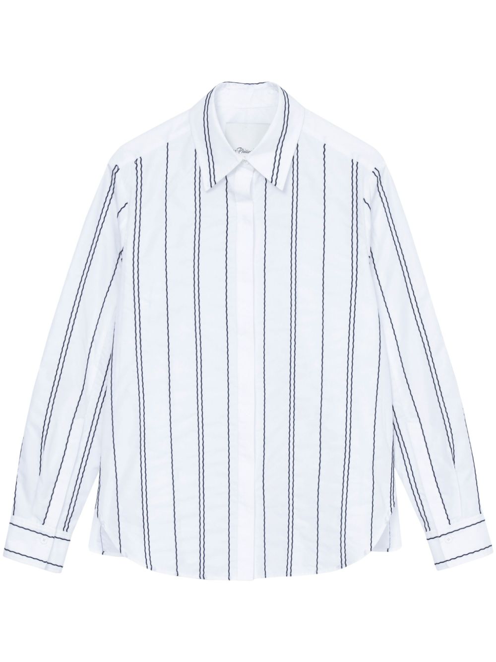 3.1 Phillip Lim 条纹图案棉混纺衬衫 - 白色