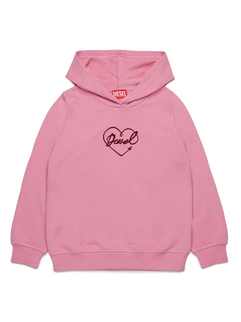 Diesel Kids logo印花棉连帽衫 - 粉色