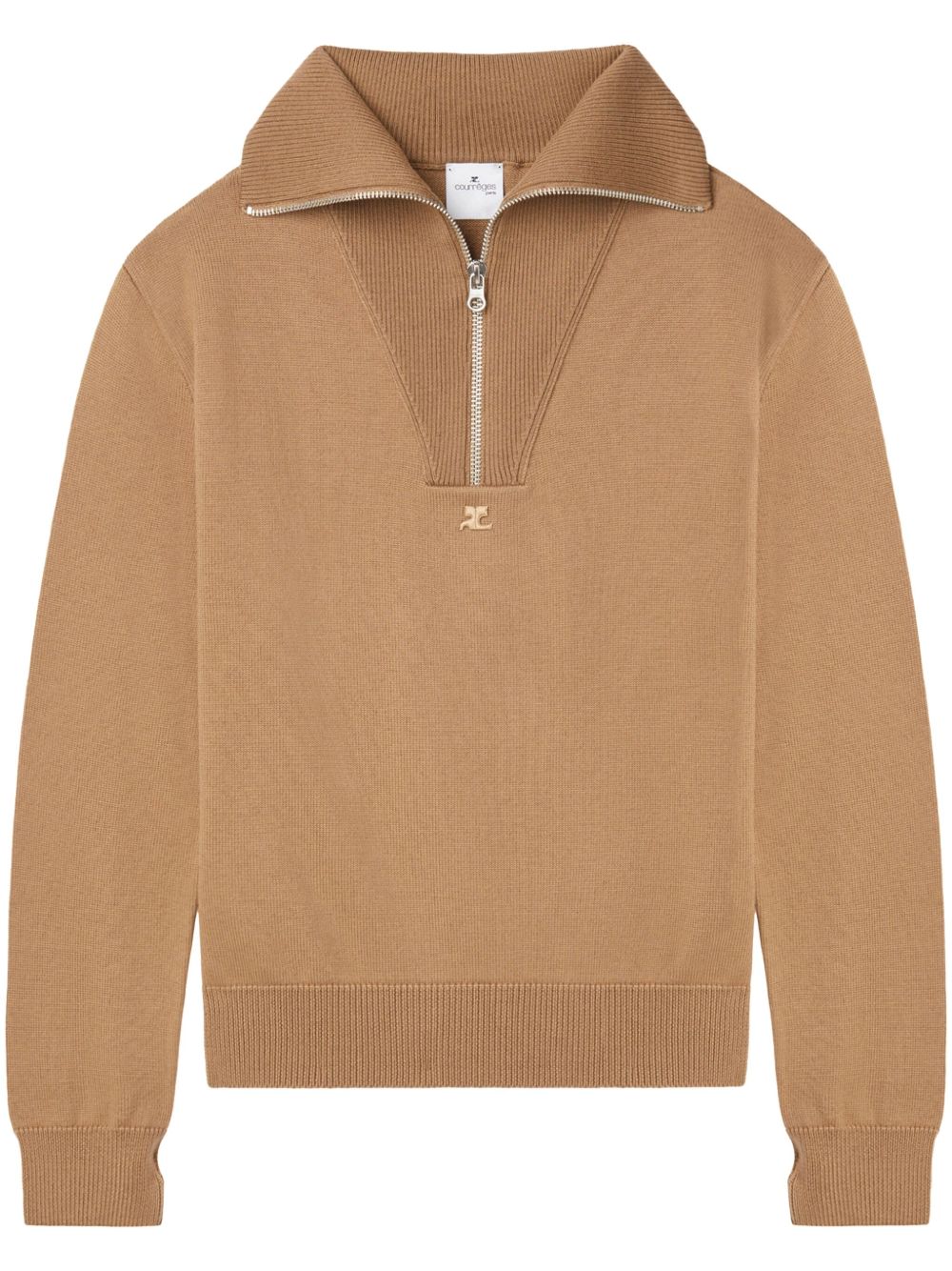 Courrèges logo刺绣羊毛毛衣 - 中性色