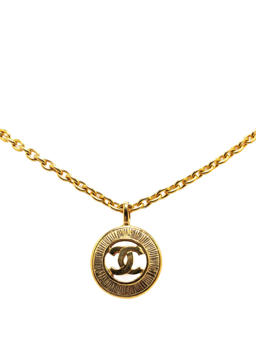 CHANEL Pre-Owned 镀金 CC Round 吊饰装饰项链（1995年典藏款） - 金色
