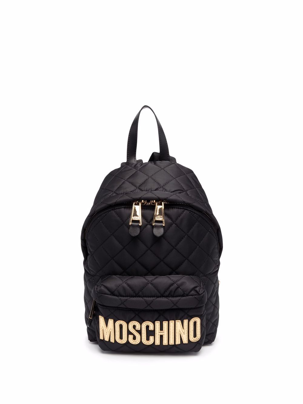 Moschino logo字母绗缝双肩包 - 黑色