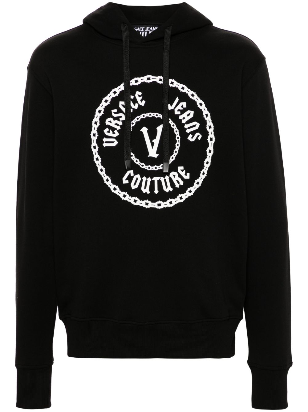 Versace Jeans Couture 凸起logo棉连帽衫 - 黑色