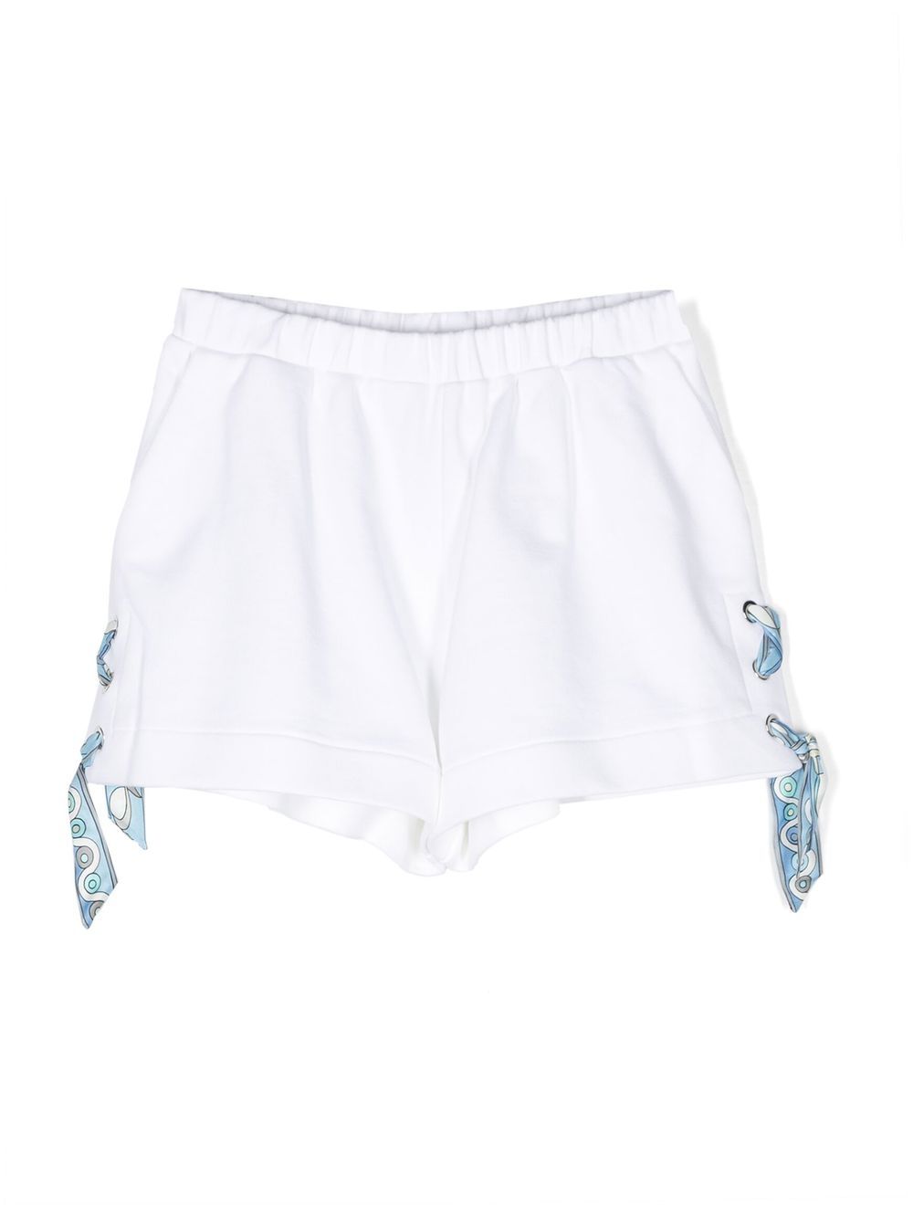 PUCCI Junior 系带细节棉短裤 - 白色