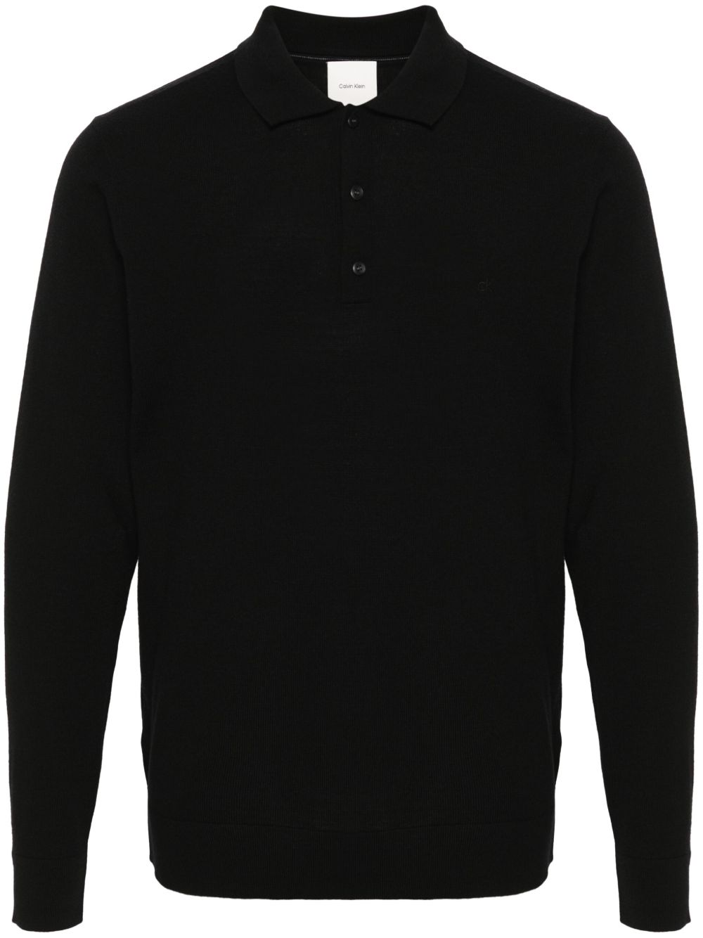 Calvin Klein logo刺绣polo衫 - 黑色