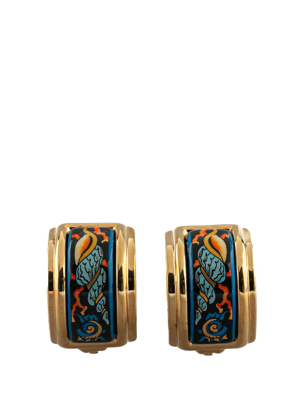 Hermès Pre-Owned 珐琅 Cloisonne 夹扣式耳环（1900年代典藏款） - 蓝色