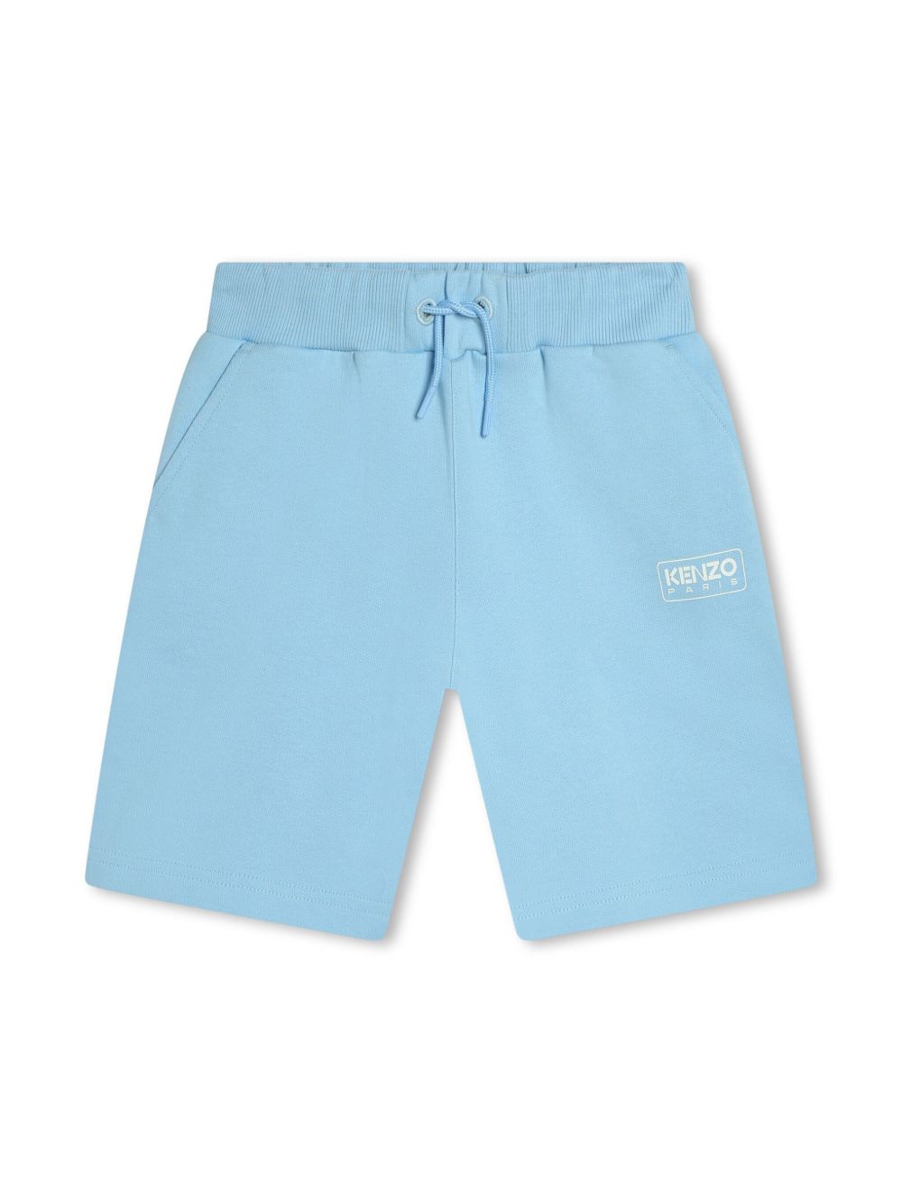 Kenzo Kids logo印花棉短裤 - 蓝色