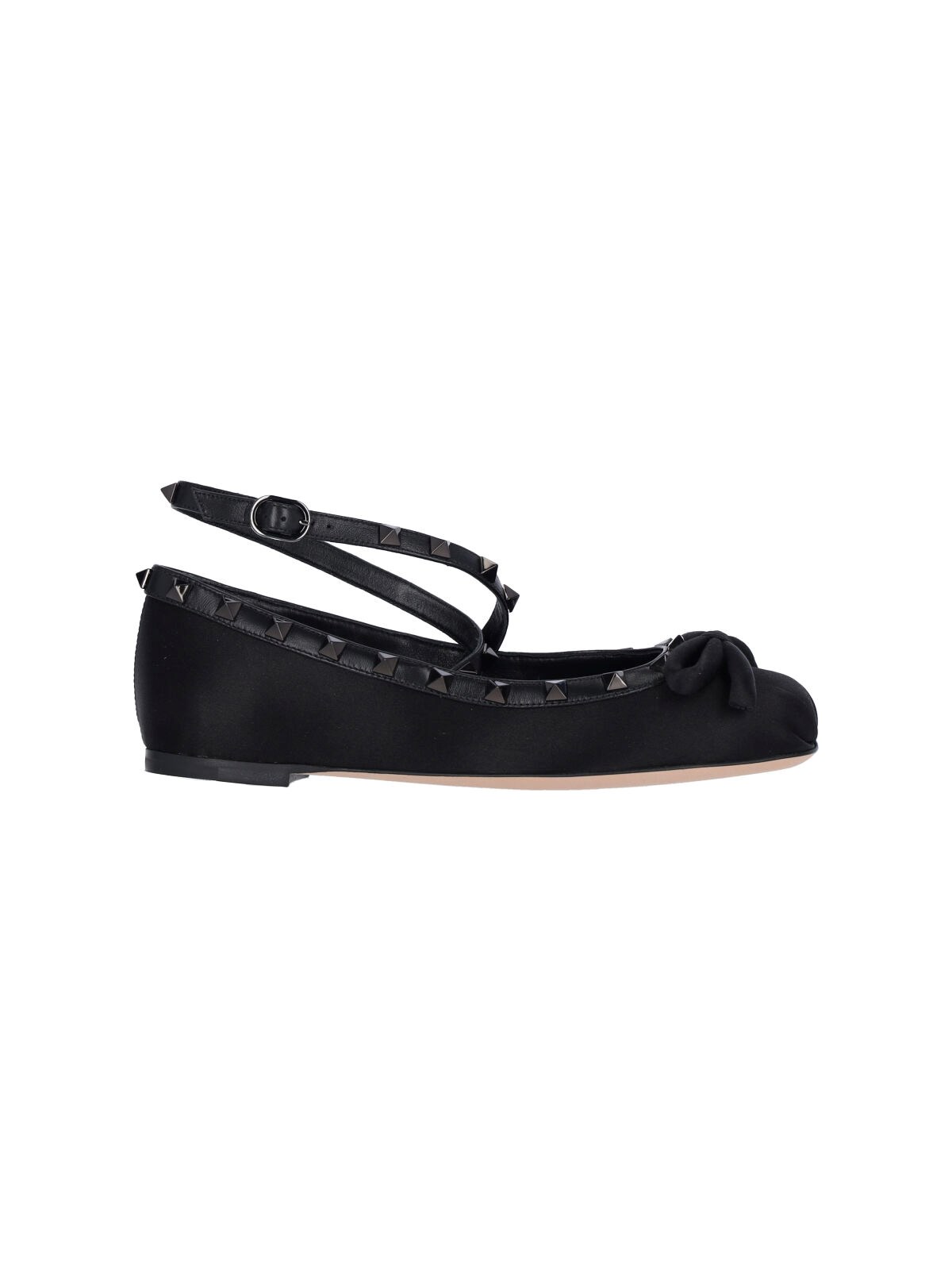 Valentino Garavani "Rockstud" Satin Ballet Flats