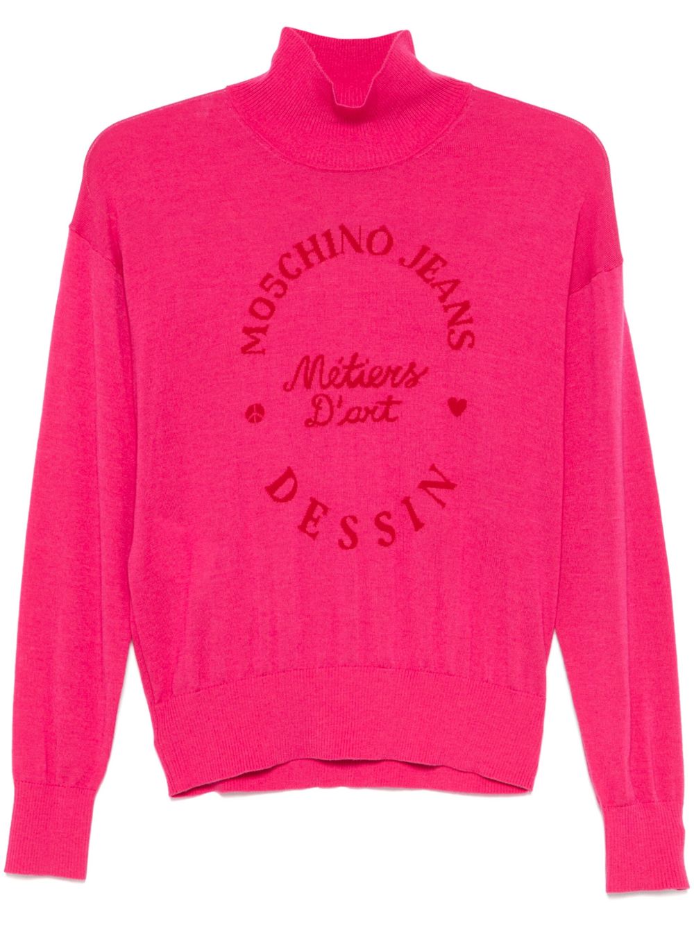 MOSCHINO JEANS logo嵌花毛衣 - 粉色