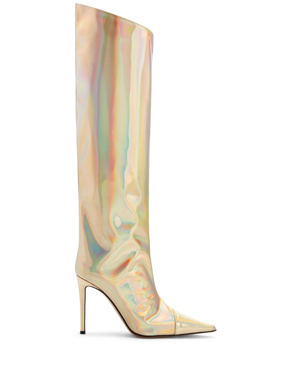 Alexandre Vauthier 虹彩光泽高跟及膝靴 - 粉色