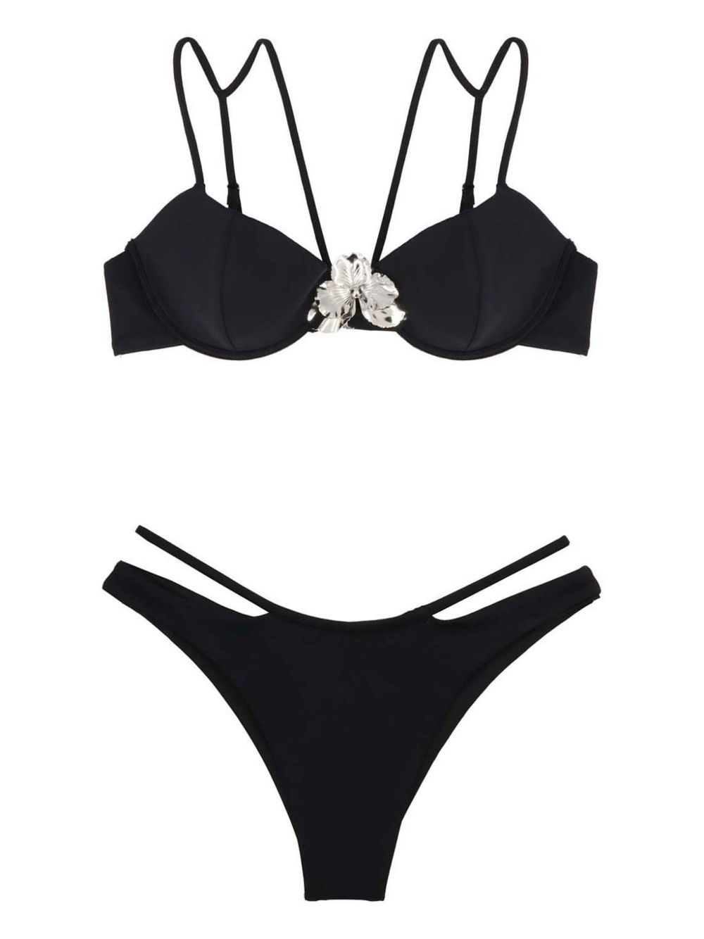 David Koma Double Straps bikini - 黑色