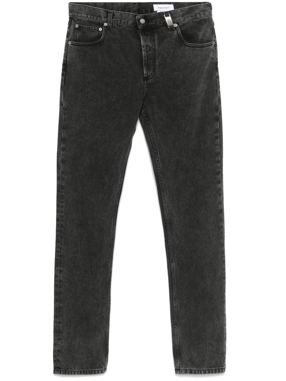 Alexander McQueen logo标牌牛仔裤 - 灰色