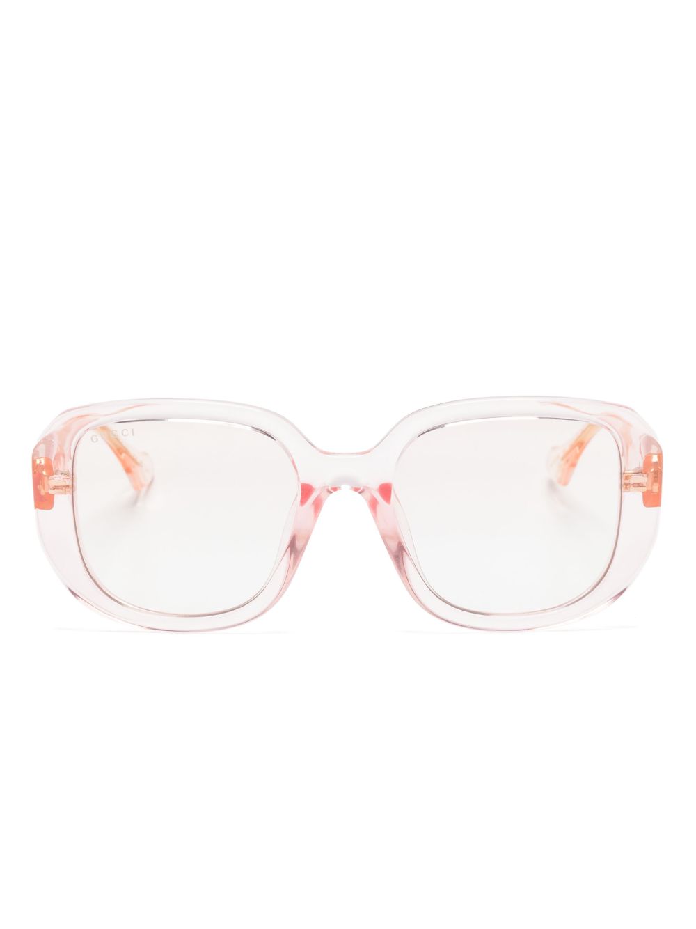 Gucci Eyewear 透明超大框太阳眼镜 - 粉色