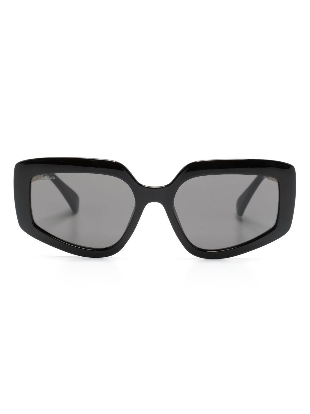 Max Mara Eyewear logo雕刻方框太阳眼镜 - 黑色